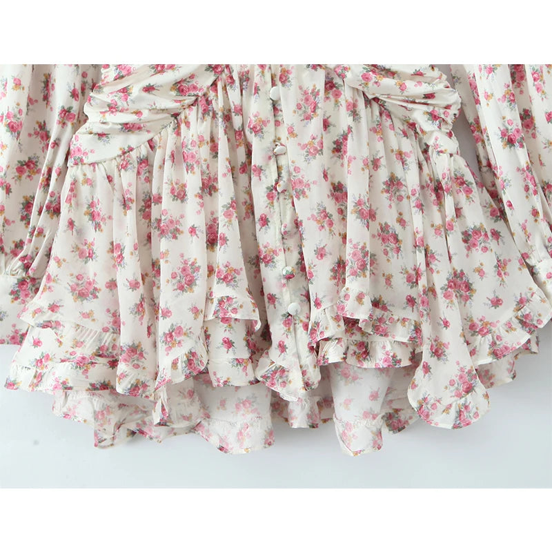 Boho Style Short Dress For Spring Fashion With Long Sleeves And A-Line Fit