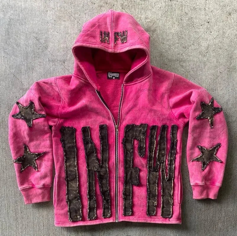 Y2K Retro Street Hoodie Women Fall Outfit 2025