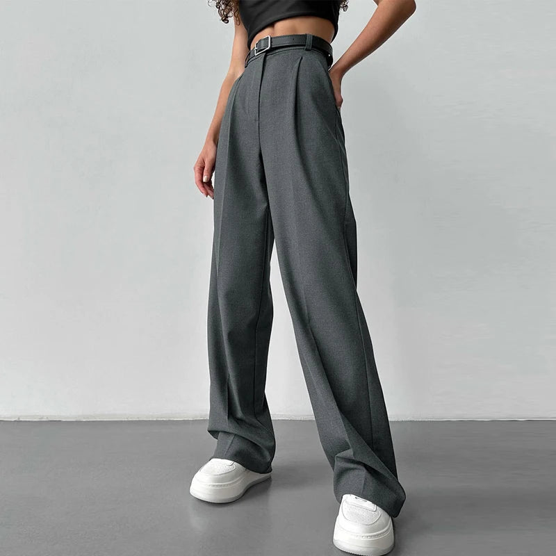 Fall 2025 Elegantcore High Waisted Black Straight Trousers