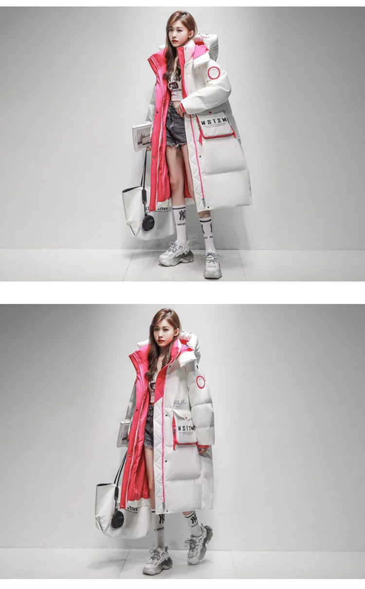 Streetwear Chic Long Hooded Parkas for Women