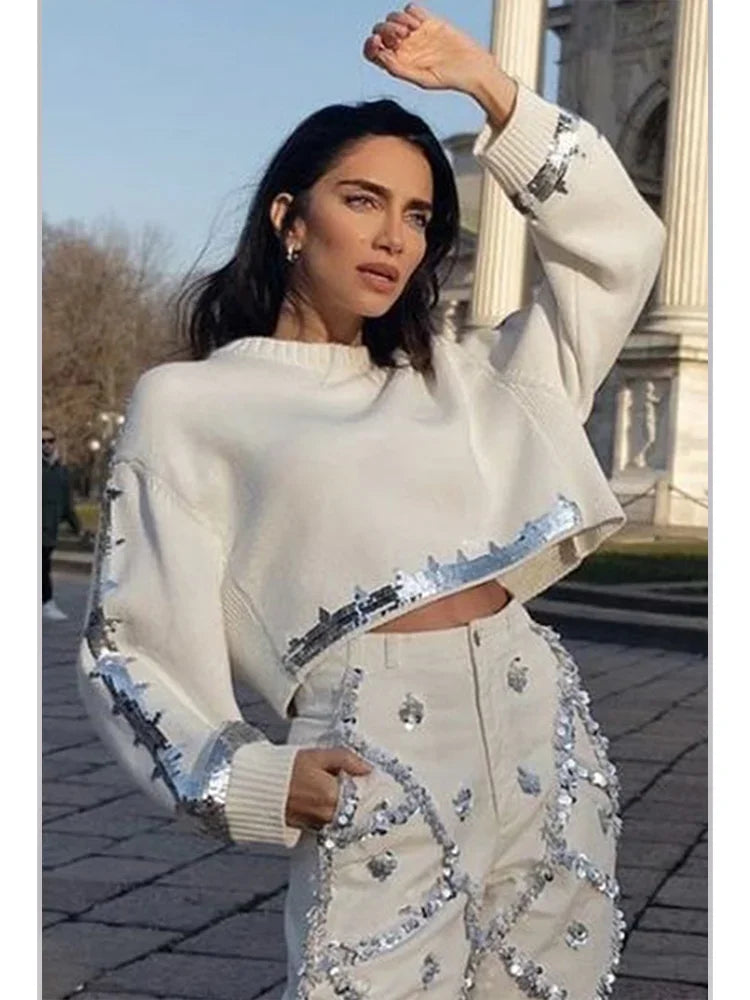 Sparkle Street Straight Leg Denim with Pocket Glam