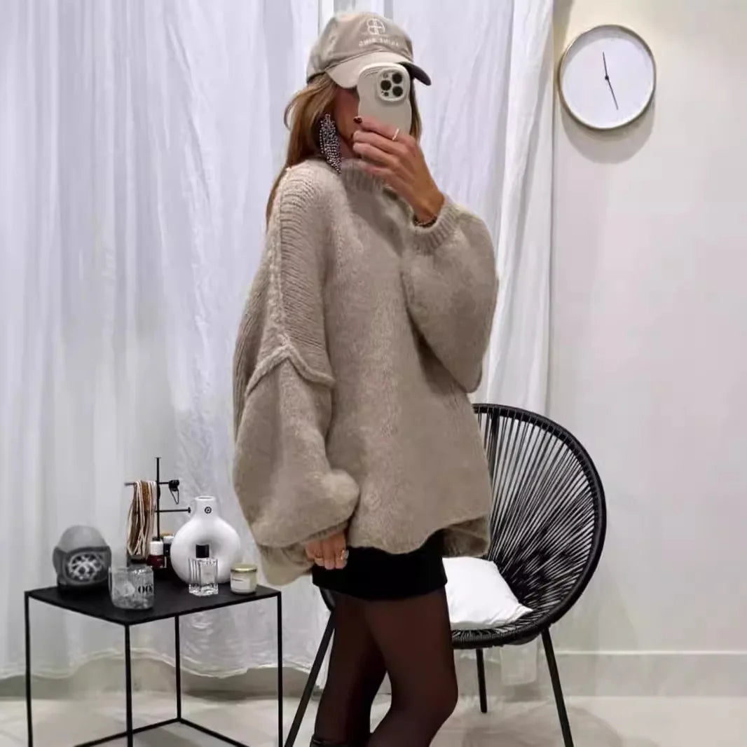 Quilted Elegance Turtleneck Sweater