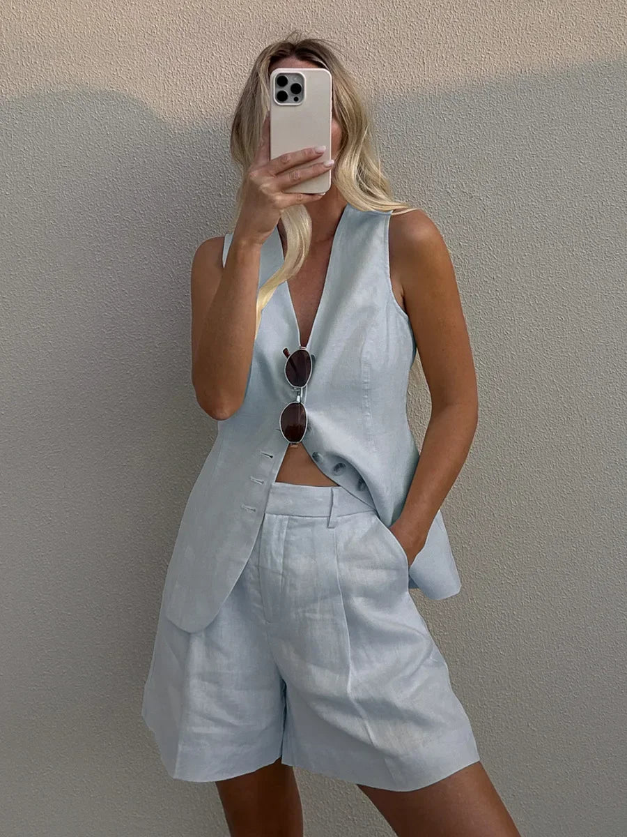 Trendy 2 Piece Outfit For Women Featuring Summer Shorts And Breezy Top