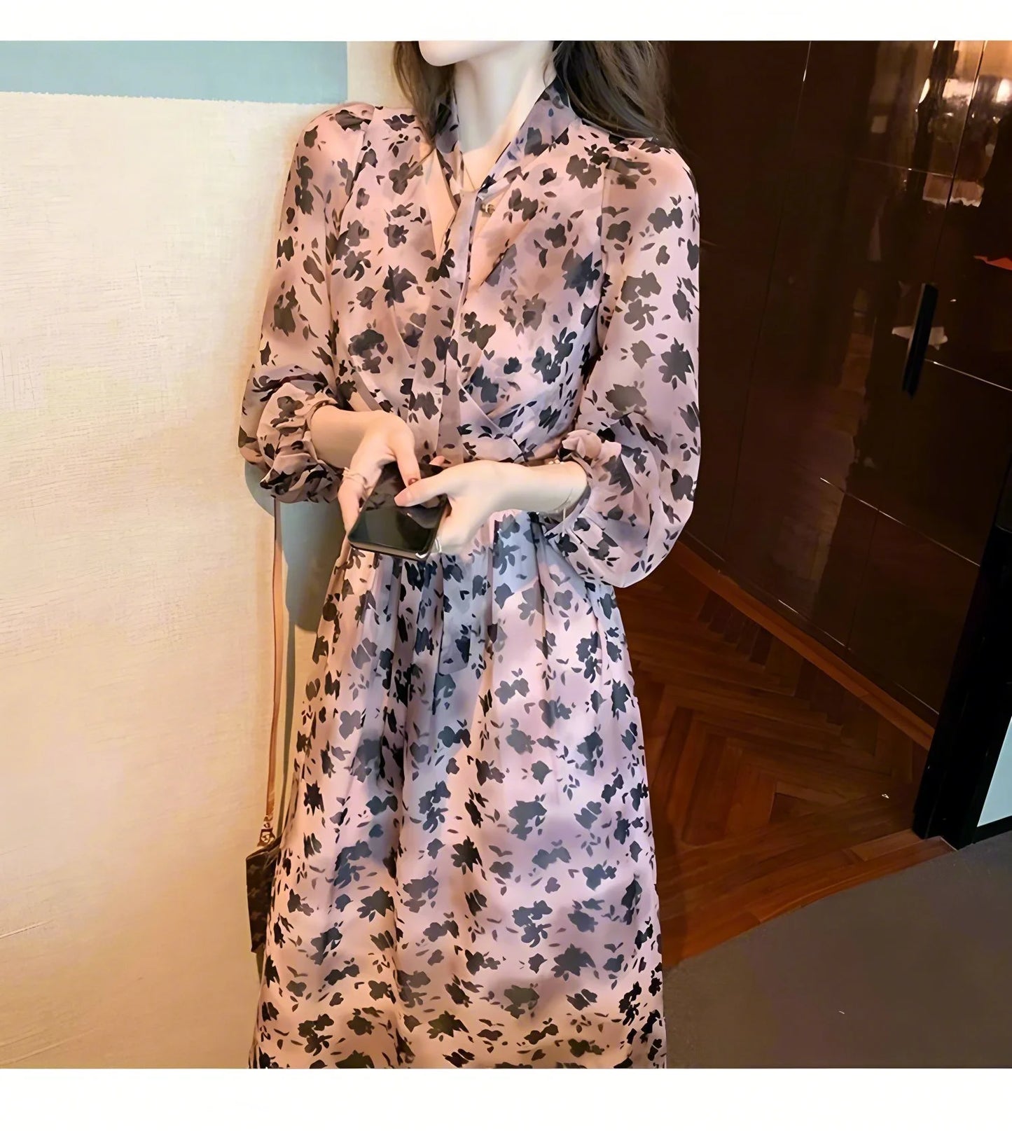 Long Dress For Summer Outfits With V Neck And Flowing French-Inspired Design