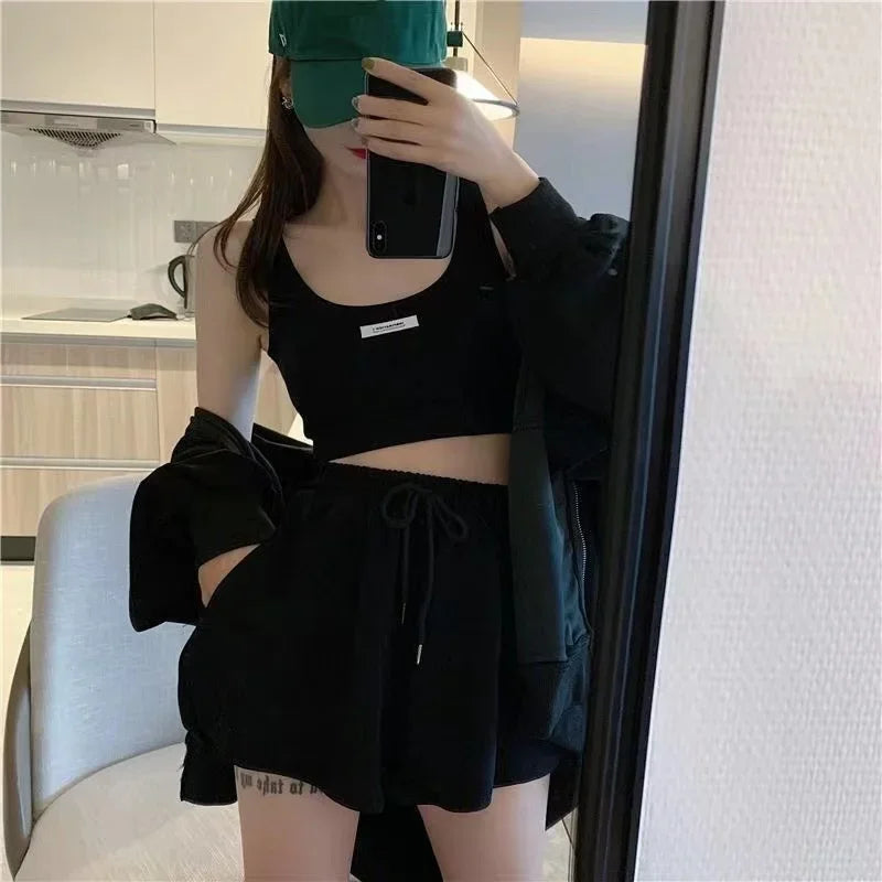 3 Piece Outfit Set With Shorts And Hoodie For Fall Outfits Casual