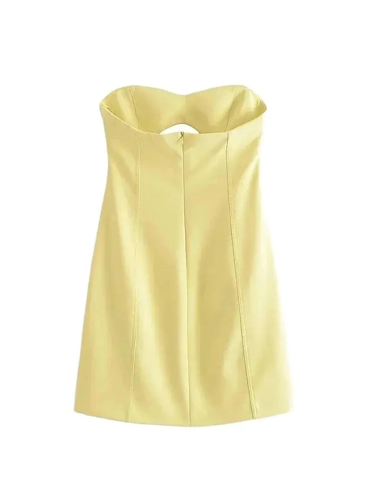 Sweetheart Cut-Out Strapless Mini Dress – Back Zipper, Slim Fit Party Look for Women, 2025 Trendy Fashion
