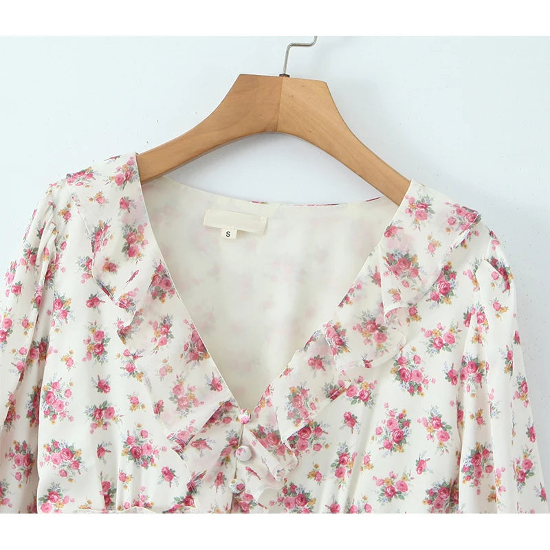 Boho Style Short Dress For Spring Fashion With Long Sleeves And A-Line Fit