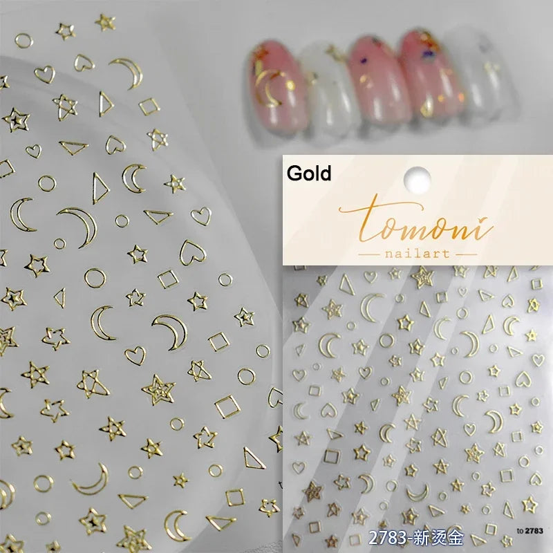 Luxury Korean Nail Decals With Silver And Gold Accents For Autumn Nails Fashion