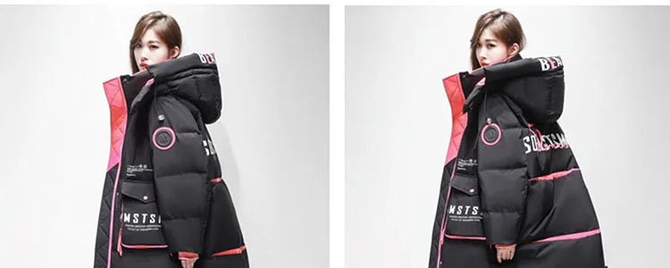 Streetwear Chic Long Hooded Parkas for Women