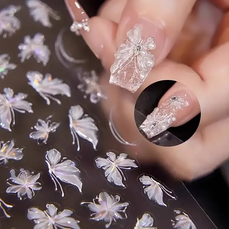 Elegant Fall Nail Art Stickers With Aurora Butterflies For Seasonal Nail Inspiration