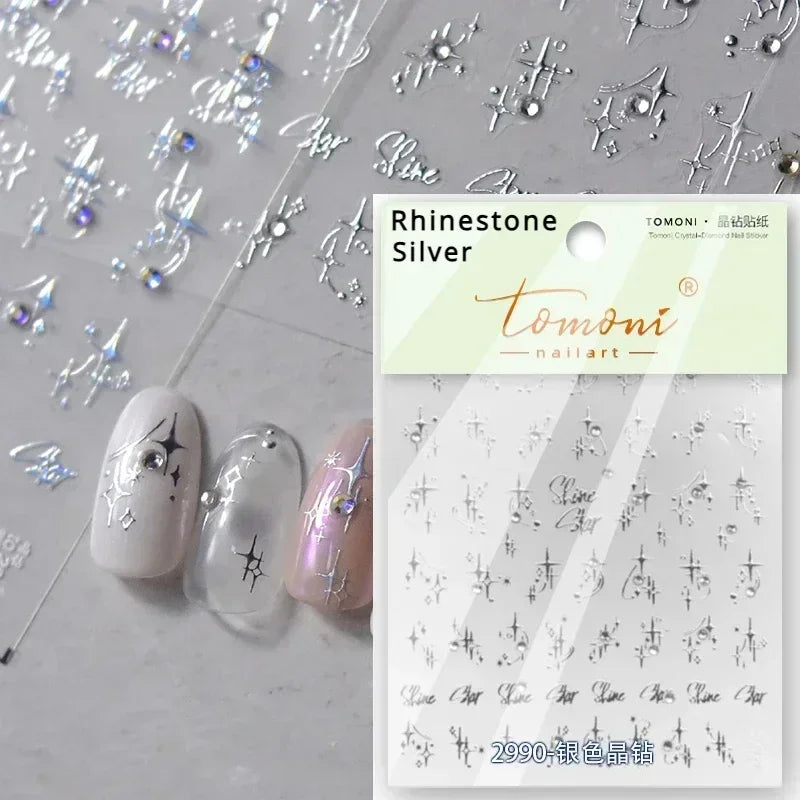 Luxury Korean Nail Decals With Silver And Gold Accents For Autumn Nails Fashion
