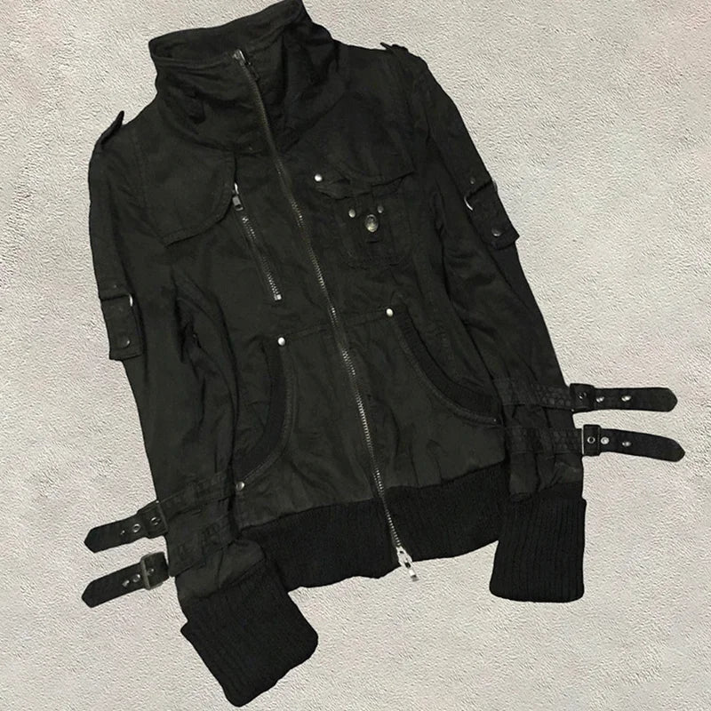 Y2K Winter Outfit Aesthetic Punk Zipper Jacket For Women