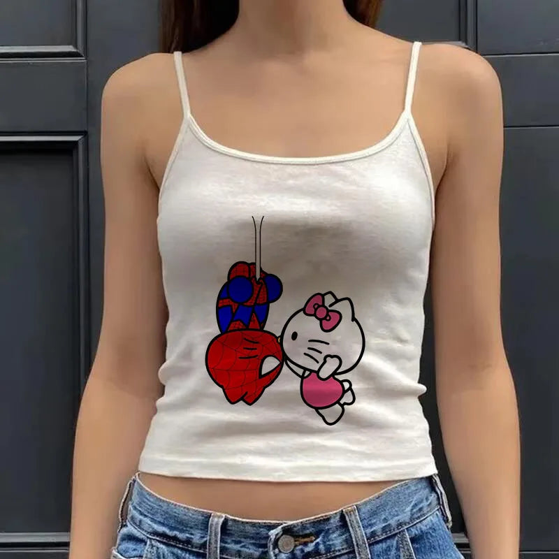 Y2K Baby Tee With Hello Kitty Print For Vintage Summer Outfits Aesthetic And Emo Vibes