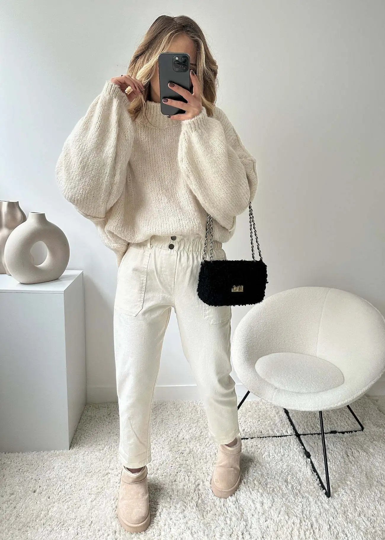 Quilted Elegance Turtleneck Sweater