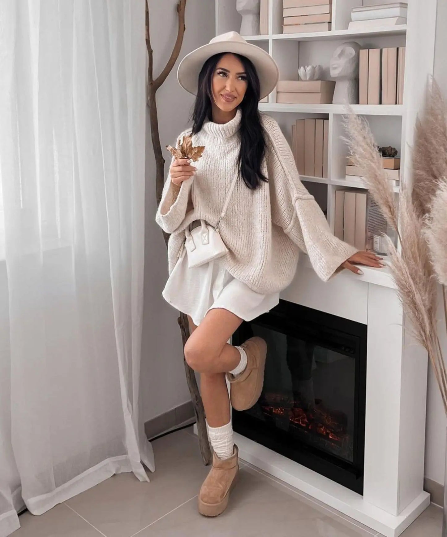 Quilted Elegance Turtleneck Sweater