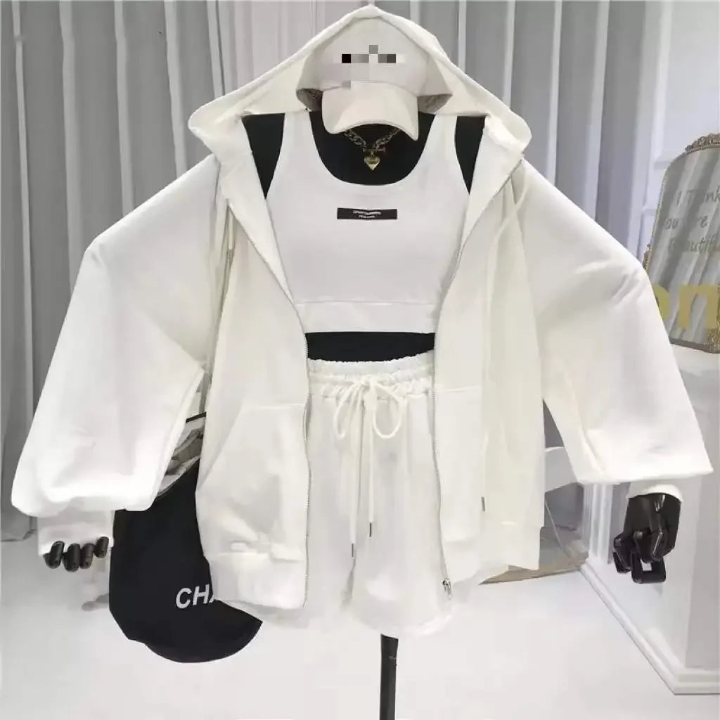 3 Piece Outfit Set With Shorts And Hoodie For Fall Outfits Casual