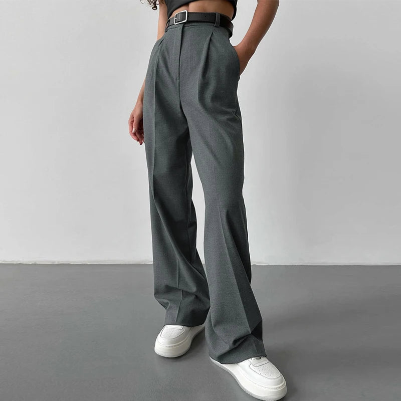 Fall 2025 Elegantcore High Waisted Black Straight Trousers