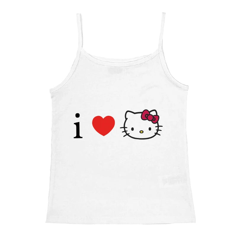 Y2K Baby Tee With Hello Kitty Print For Vintage Summer Outfits Aesthetic And Emo Vibes