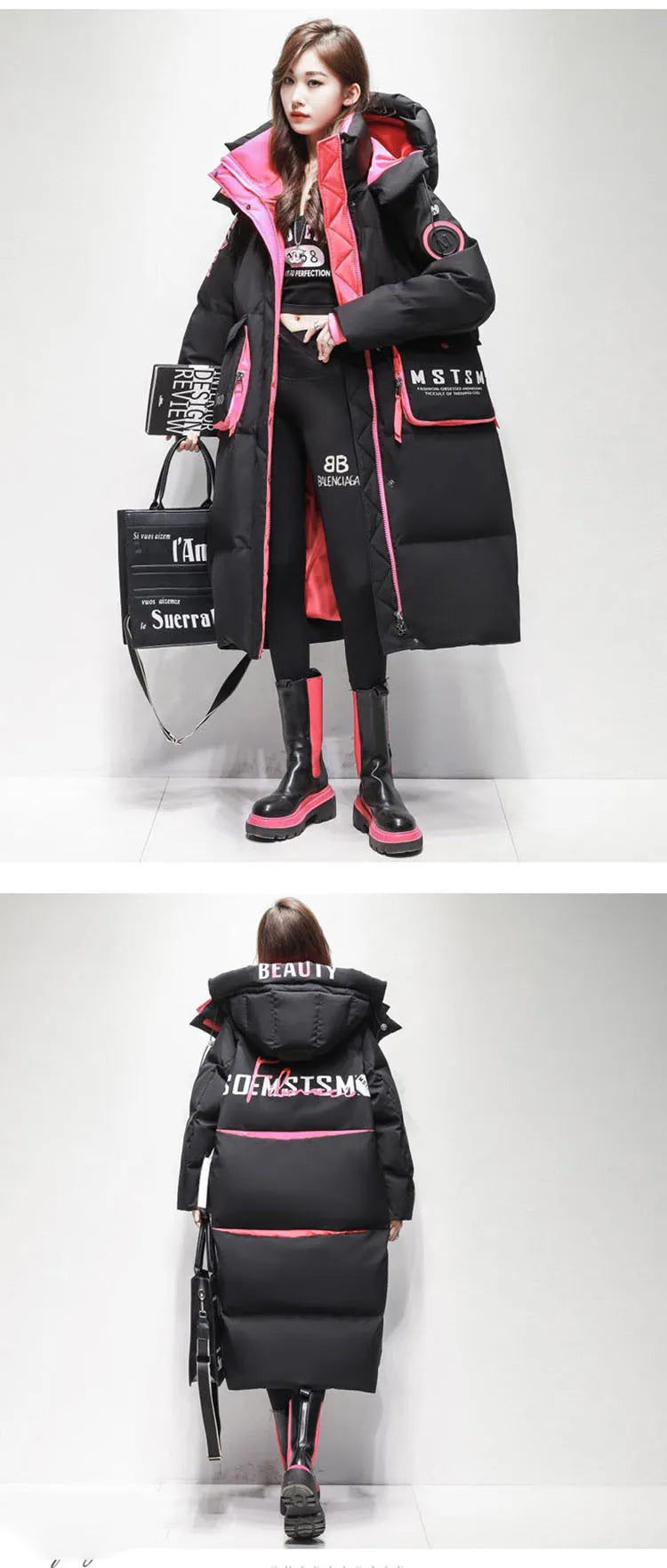 Streetwear Chic Long Hooded Parkas for Women
