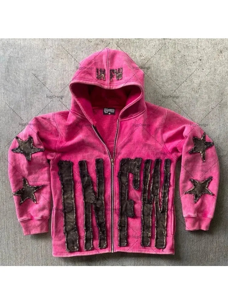 Y2K Retro Street Hoodie Women Fall Outfit 2025