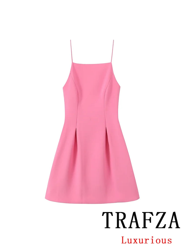 Sweet Romantic Castlecore Pink Pleated Sleeveless Mini Dress - New Fashion for Summer Vacation & Date Nights