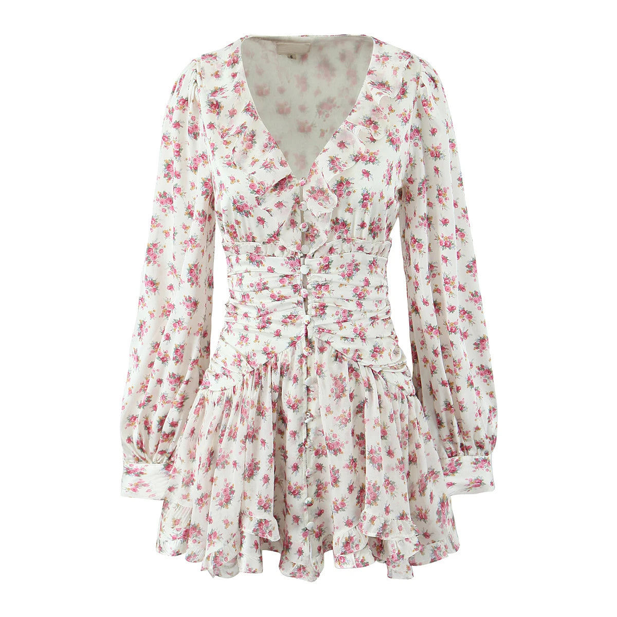 Boho Style Short Dress For Spring Fashion With Long Sleeves And A-Line Fit