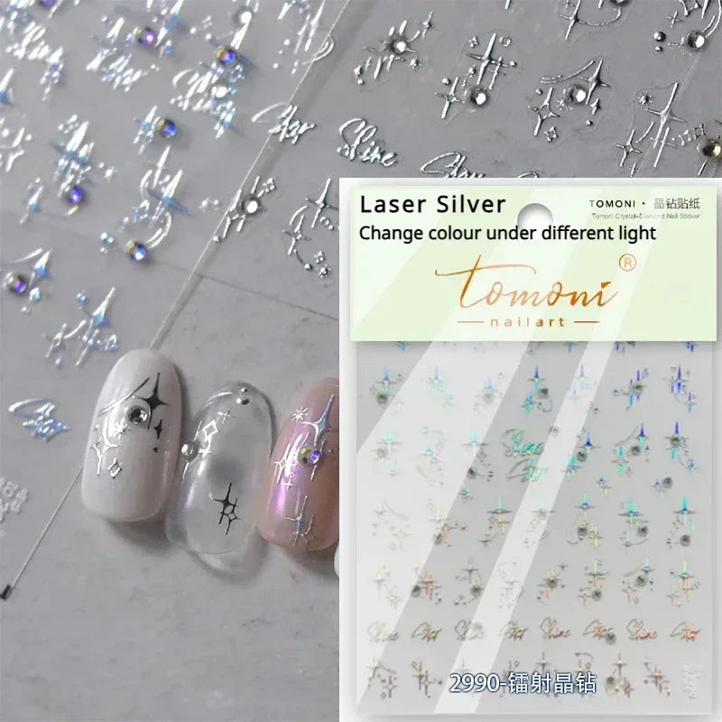Luxury Korean Nail Decals With Silver And Gold Accents For Autumn Nails Fashion