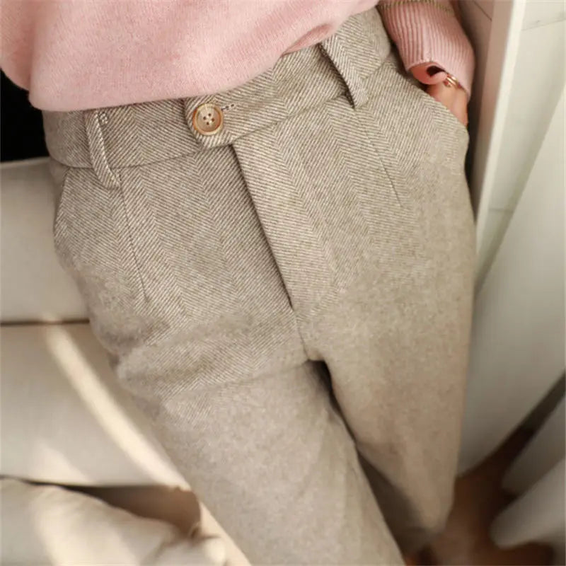 Classic Woolen Pencil Pants