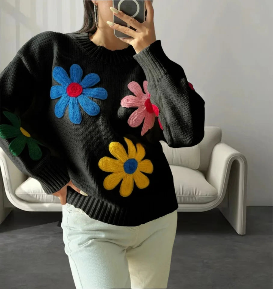 Floral Elegance Knit Sweater