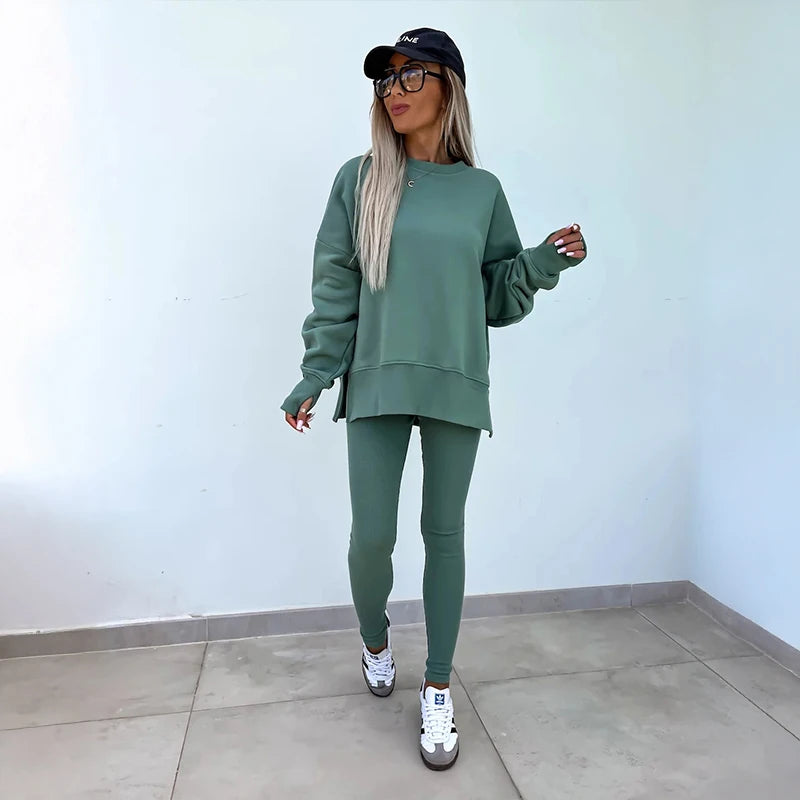 Fall Coord Set With Long Sleeve Hoodie For Yoga And Casual Outfits