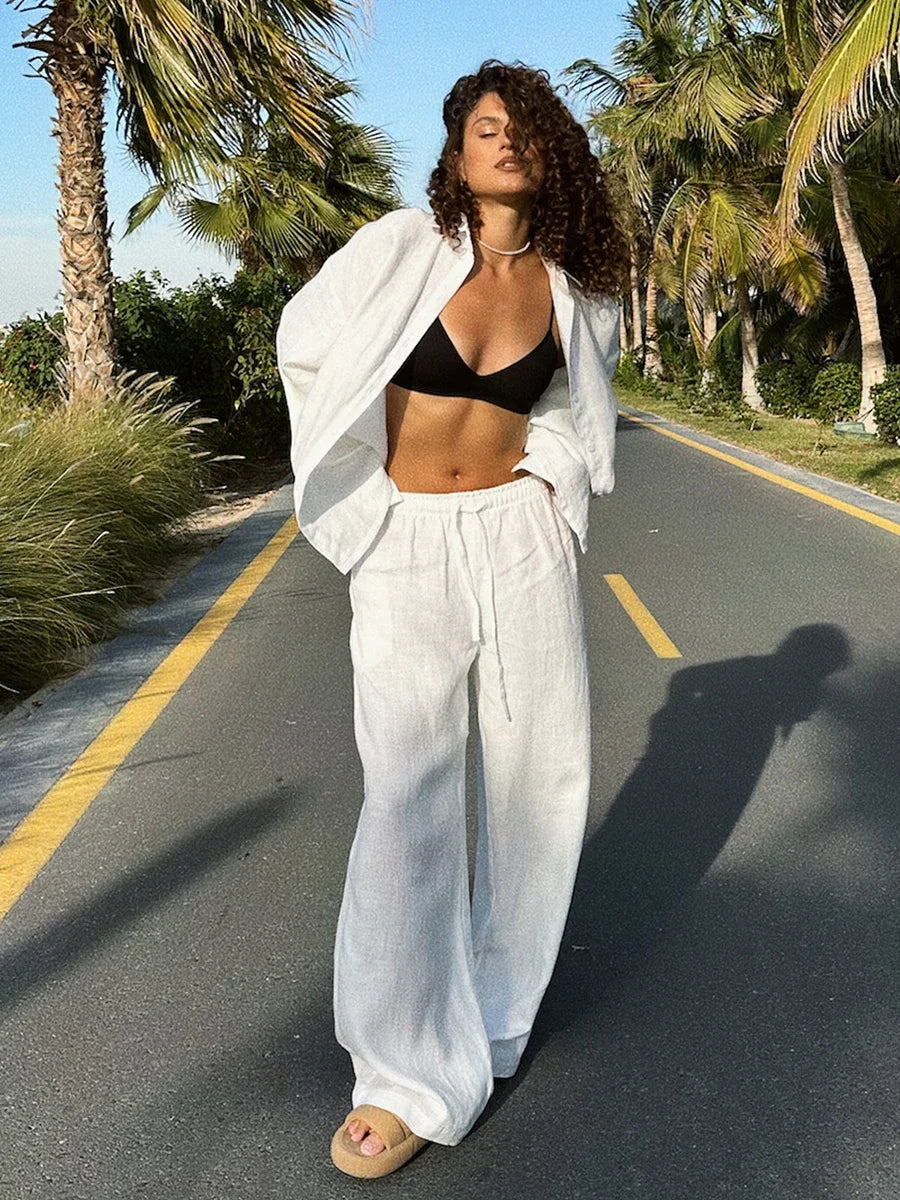 Natural Fabric Two-Piece Loungewear For Everyday Chic Summer Days