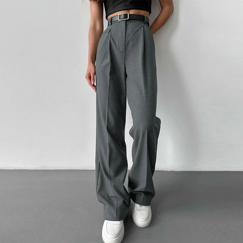 Fall 2025 Elegantcore High Waisted Black Straight Trousers