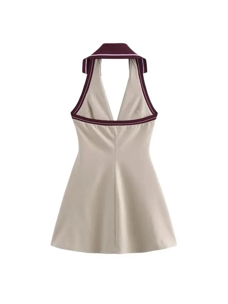 Rococo Corset Mini Dress – Front Zipper, Halter Neck, Backless Sexy Fashion Dress for Women