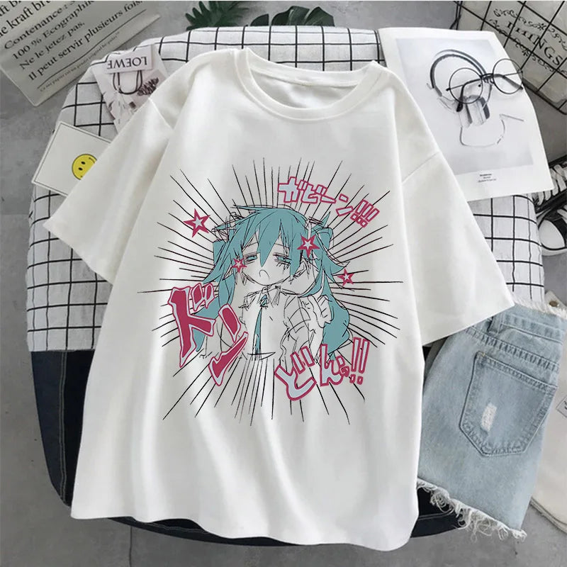 Cartoon Print Summer Y2k Gothic Harajuku T-shirt Outfits