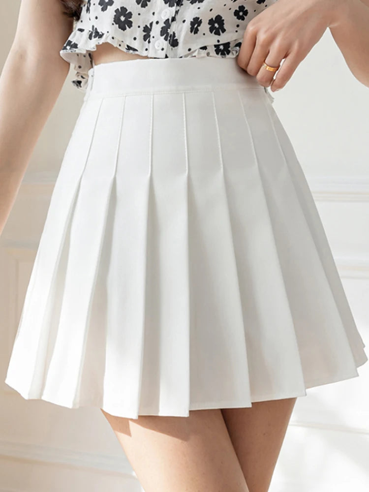 2025 Korean High Waist Pleated Mini Skirt - Kawaii Tennis Skirt, Y2K Preppy Style, Black & White A-Line Streetwear Skirt for Women
