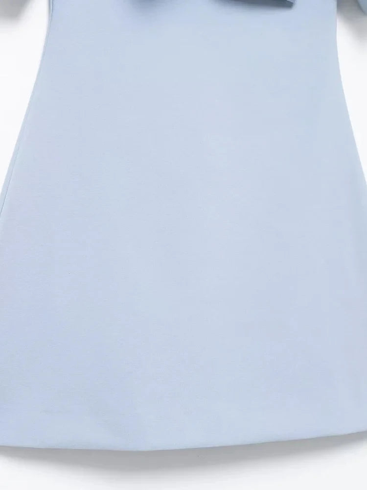 Strapless Mini Dress with Statement Bows – Off-the-Shoulder, Straight Neck, Back Zipper, Sexy Fashion for Women