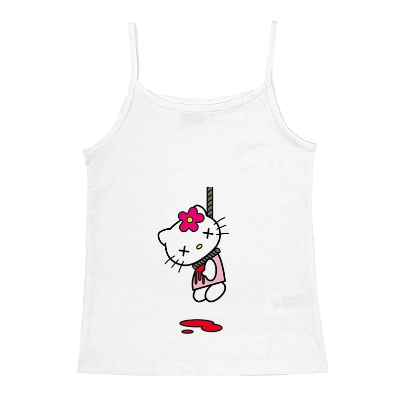 Y2K Baby Tee With Hello Kitty Print For Vintage Summer Outfits Aesthetic And Emo Vibes
