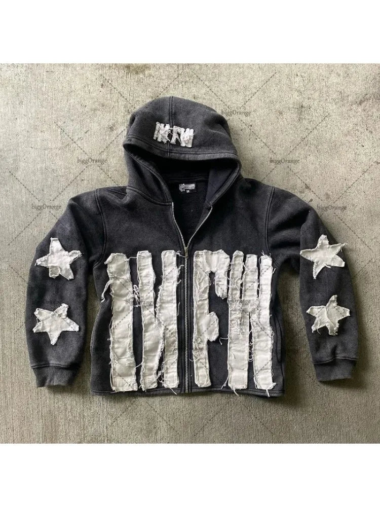 Y2K Retro Street Hoodie Women Fall Outfit 2025