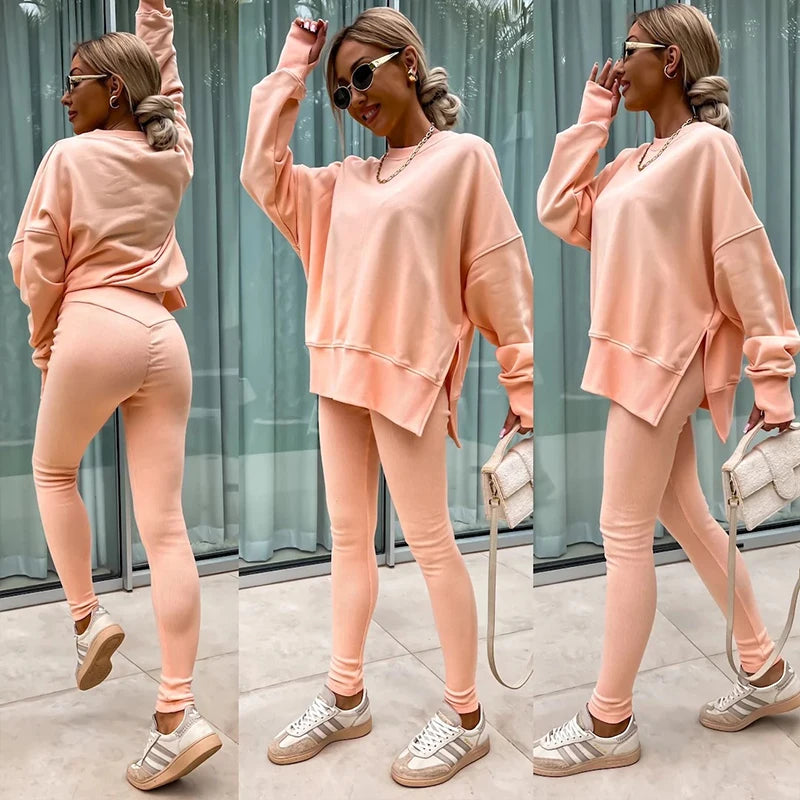 Fall Coord Set With Long Sleeve Hoodie For Yoga And Casual Outfits