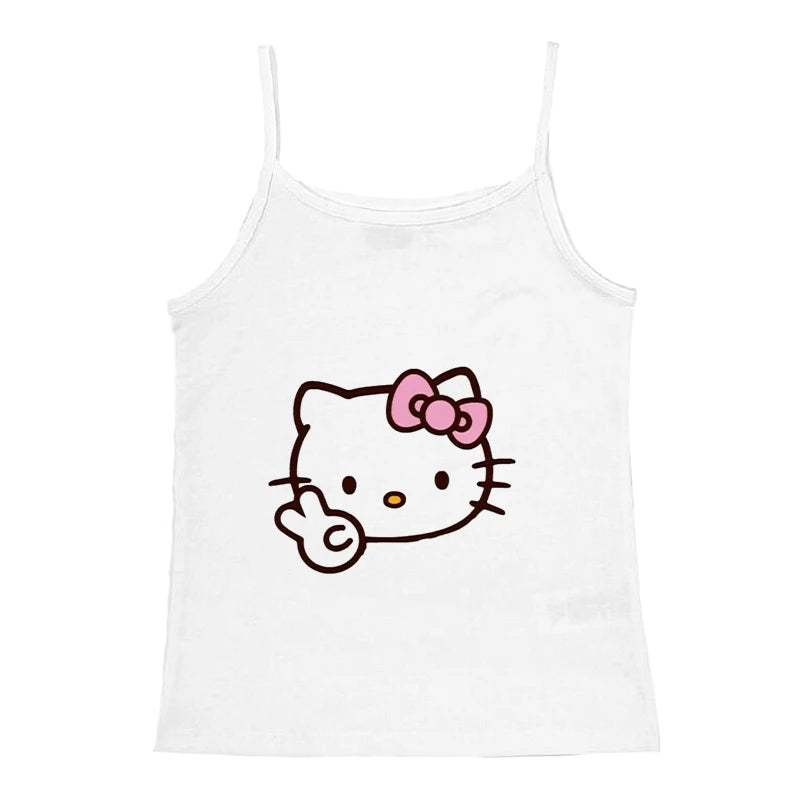 Y2K Baby Tee With Hello Kitty Print For Vintage Summer Outfits Aesthetic And Emo Vibes