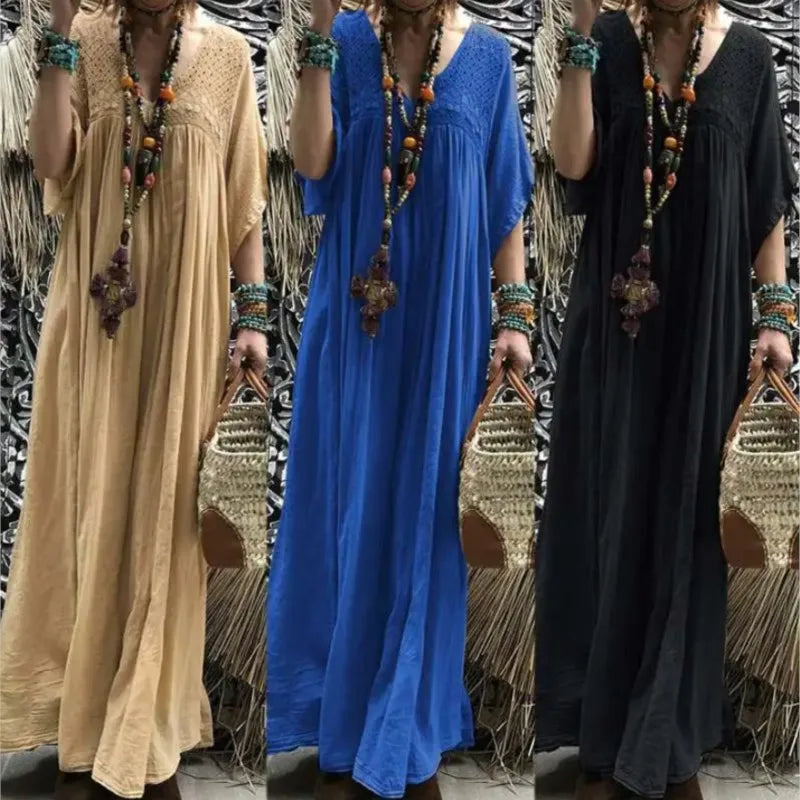 Boho Summer Dress Outfit With Lace Details And Flowy Maxi Skirt Style