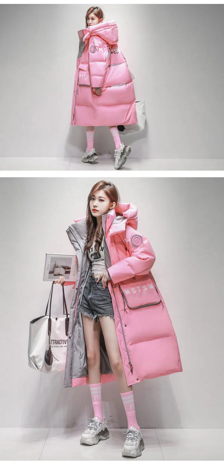 Streetwear Chic Long Hooded Parkas for Women
