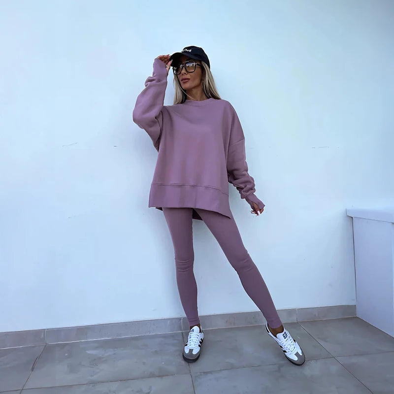 Fall Coord Set With Long Sleeve Hoodie For Yoga And Casual Outfits