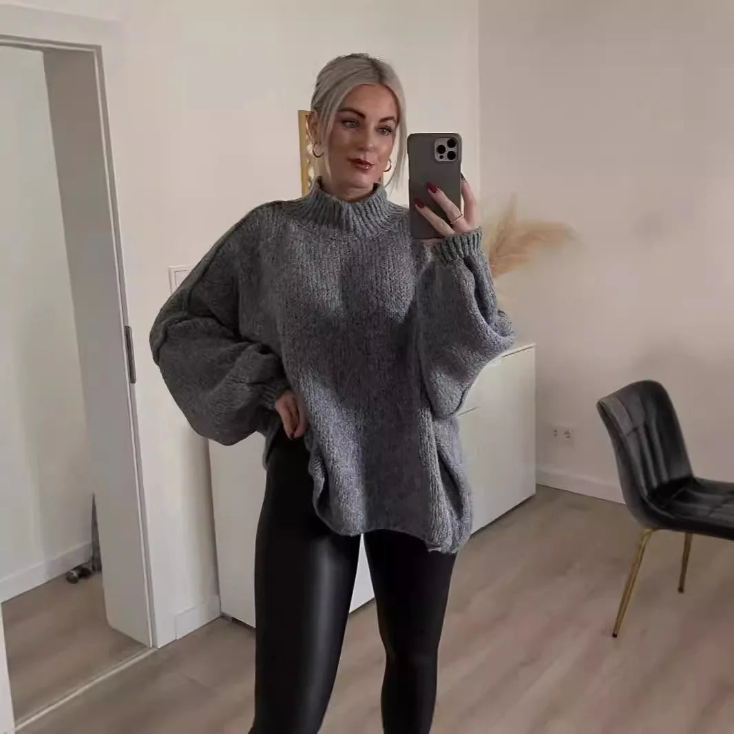Quilted Elegance Turtleneck Sweater