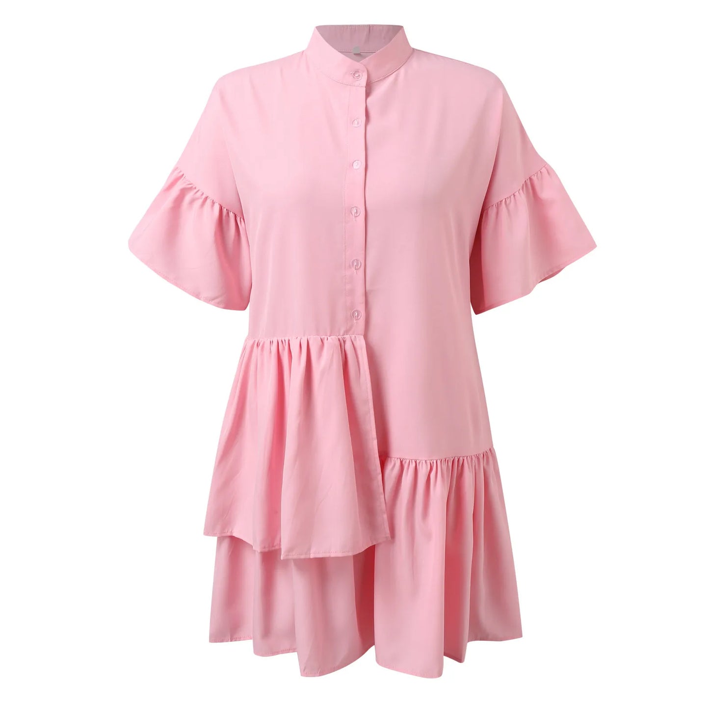 Tiered Ruffle Summer Dress With Tie Front And Balloon Sleeves For Effortless Outfit Ideas