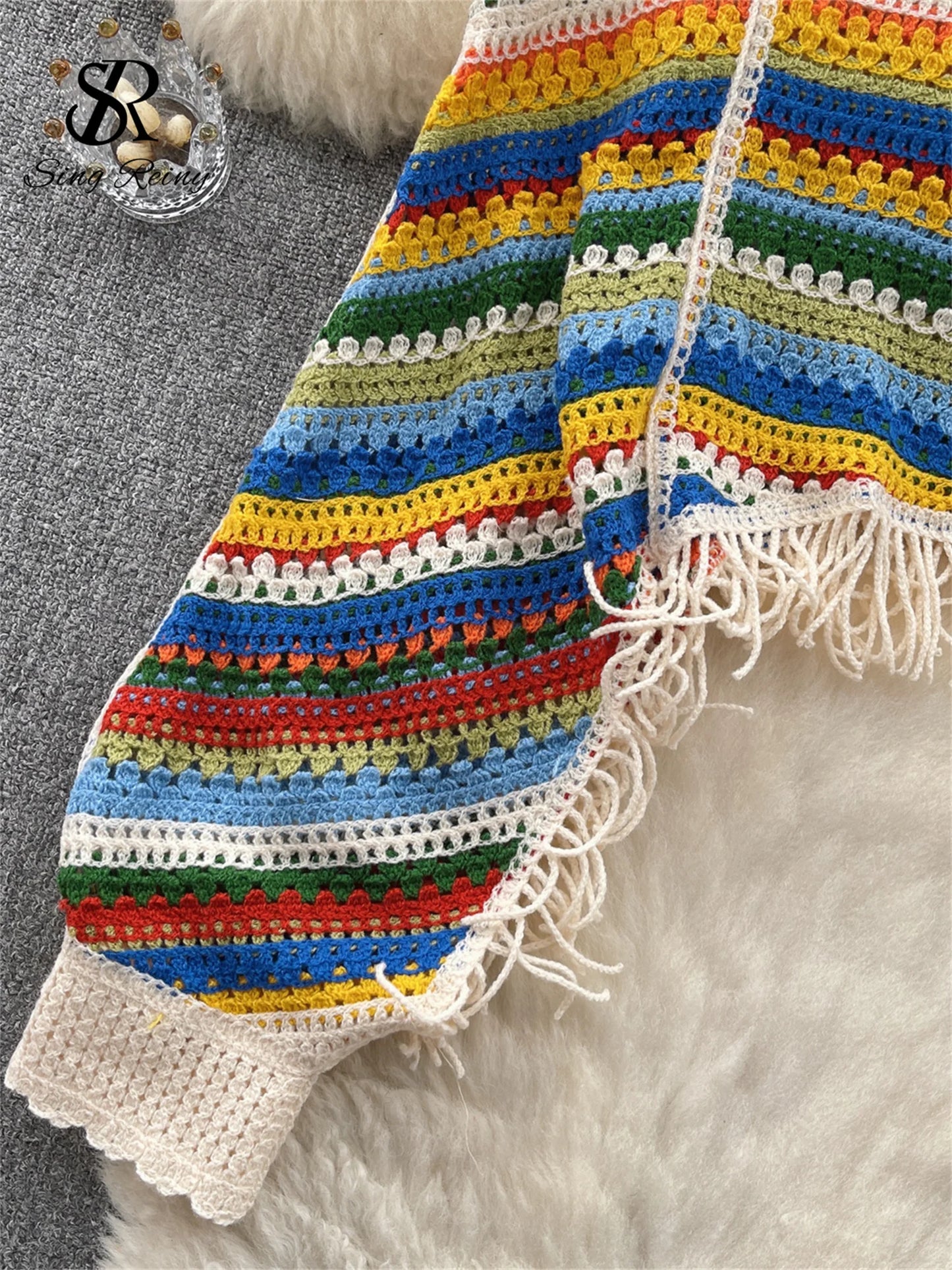 Tassel Knit Hollow Blouse For Women 2025 Fall Outfits Aesthetic