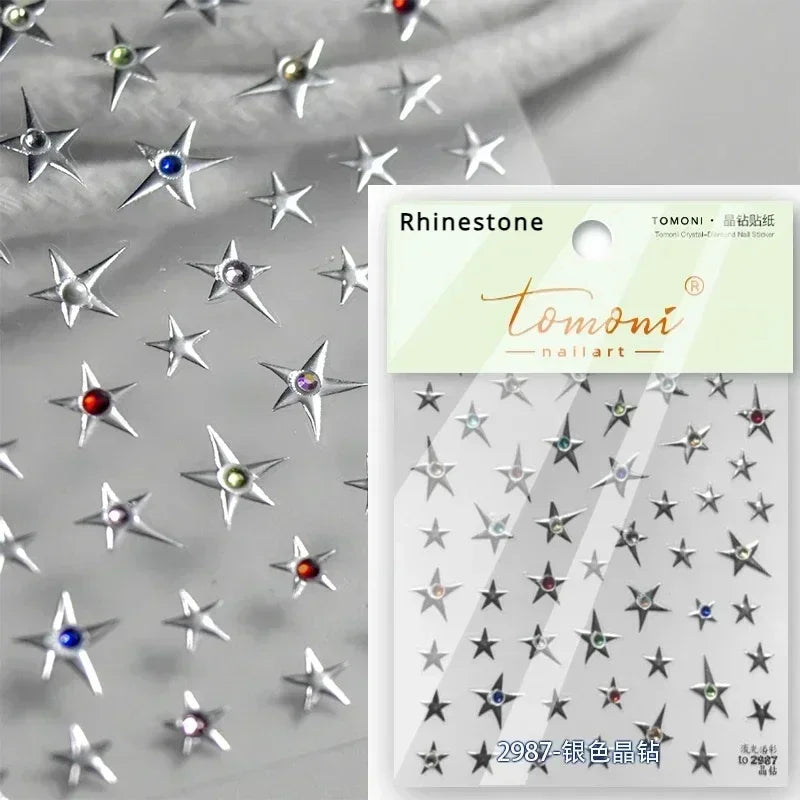 Luxury Korean Nail Decals With Silver And Gold Accents For Autumn Nails Fashion
