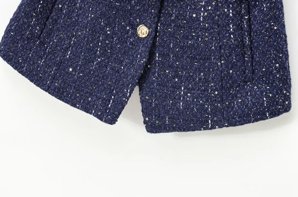 Sleeveless Tweed Waistcoat With Button Front For Trendy Outfit Ideas