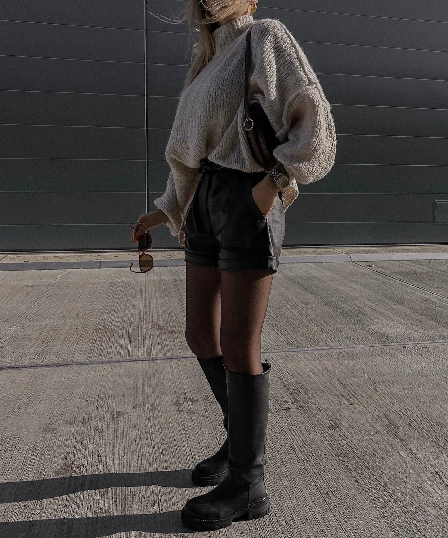 Quilted Elegance Turtleneck Sweater