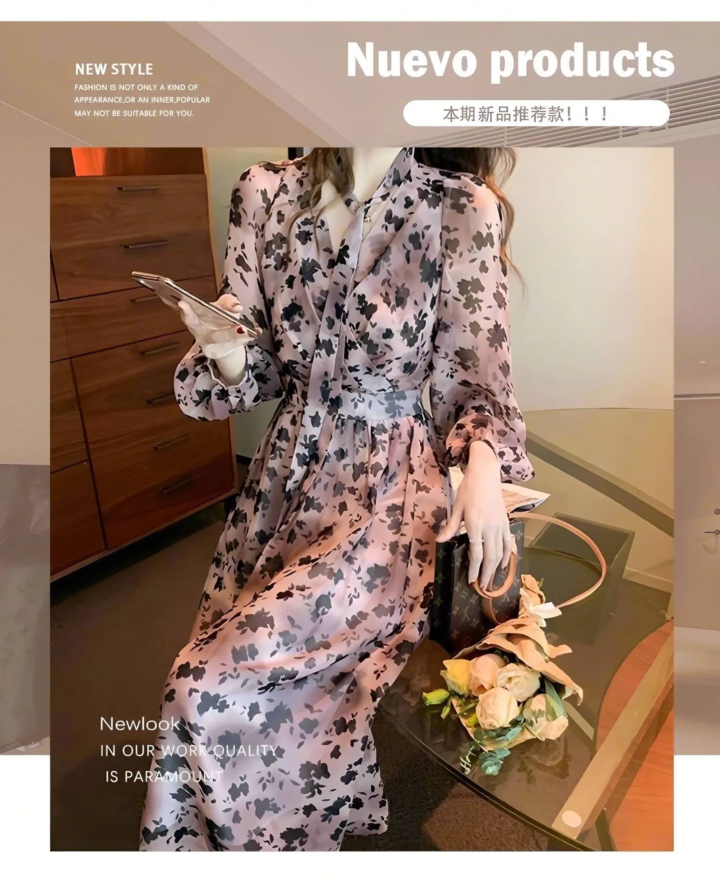 Long Dress For Summer Outfits With V Neck And Flowing French-Inspired Design
